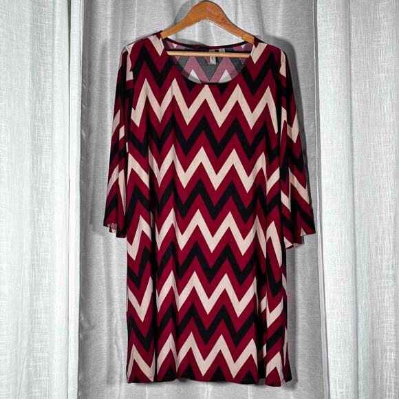 Tacera ZigZag Dress Size 3X Mod Geometric - Picture 2 of 8